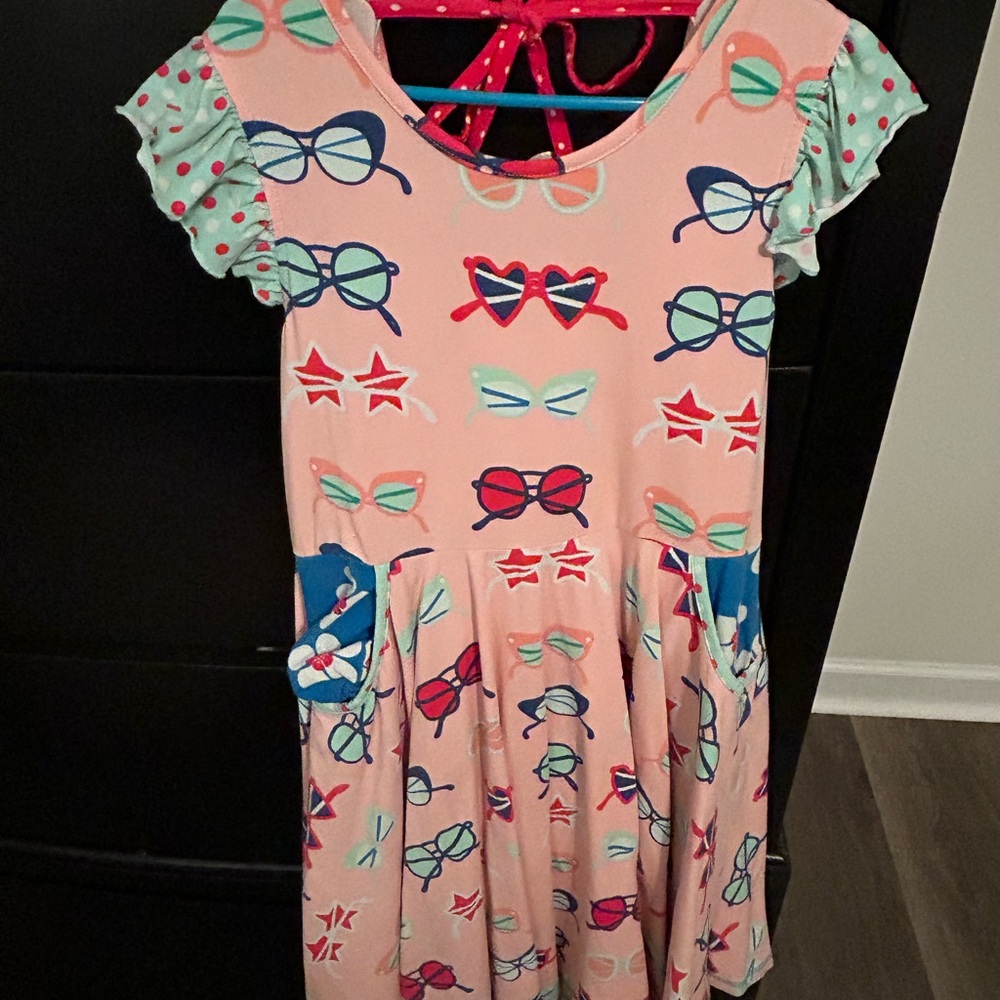 Wildflower Size 10 HTF Stylish Pink Kids Dress w/ matching shorties Fun Patterns